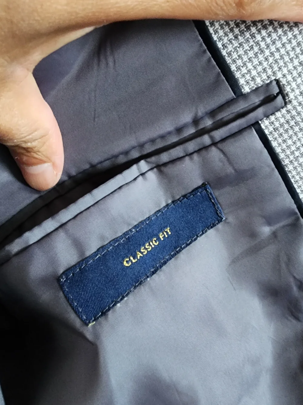 Stafford Linen Blend Men's 46R Blazer Sport Coat Gray Houndstooth Classic Fit